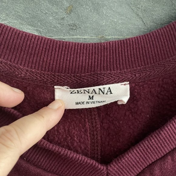 Zenana V-neck Sweatshirt W/Pockets Size M - Picture 6 of 10